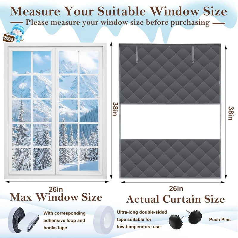 Jeyeou Visible Thermal Window Insulation Kit for Winter, Winterizing Insulated Window Cover Waterproof Oxford Cloth Cotton Layer Reusable Insulated Curtain Blanket Cold Protector for Home Attic RV Keep Warm - Image 3